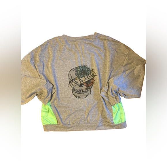 Fear is a Liar Mental Health graphic oversized raglan pullover sweatshirt XXL - Picture 5 of 8